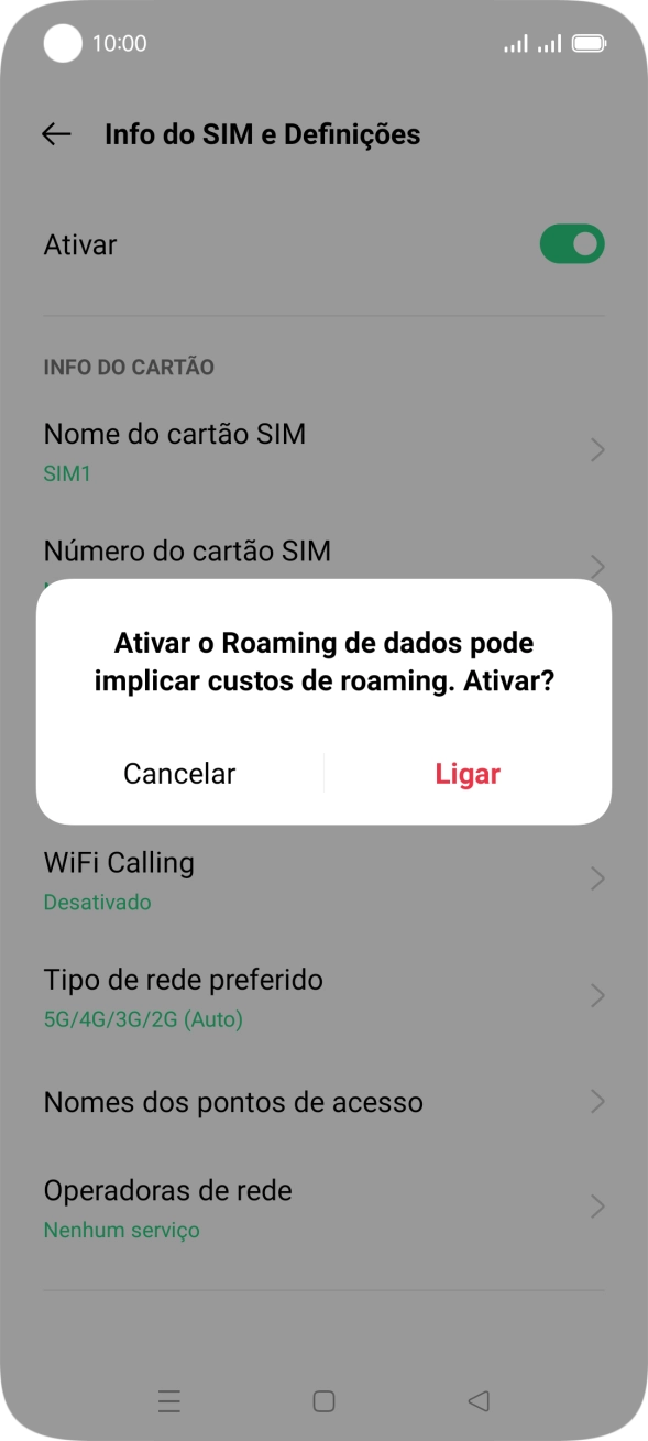 Se ativar a função, prima Ligar.