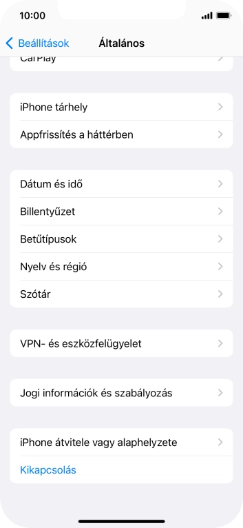 Válaszd az „iPhone átvitele vagy alaphelyzete” lehetőséget.