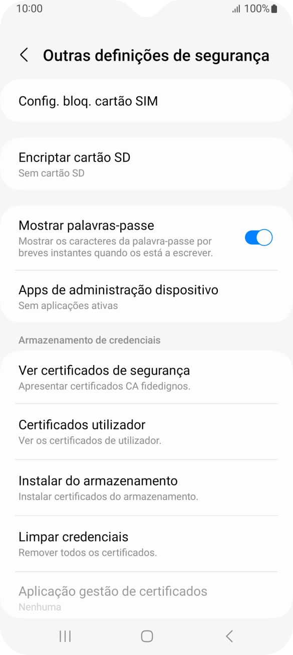 Prima Config. bloq. cartão SIM.