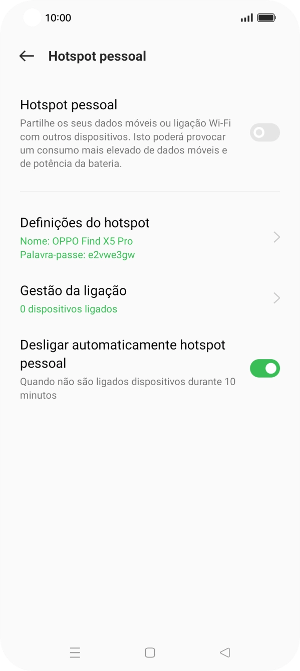 Prima Definições do hotspot.