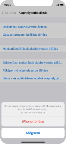 Válaszd az iPhone törlése lehetőséget.
