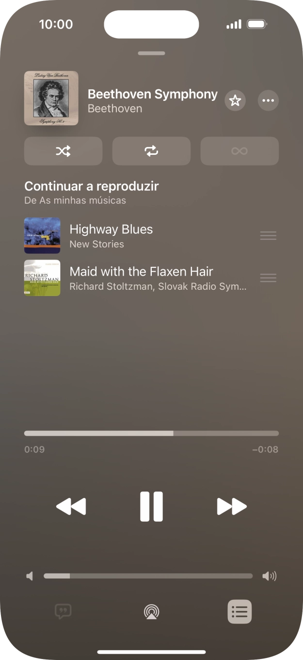 Prima o ícone de reprodução aleatória para ativar ou desativar a função.