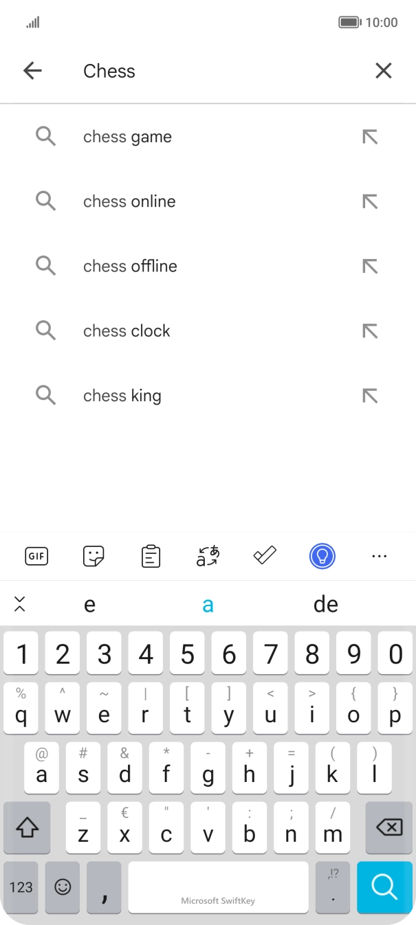 Introduza o nome ou categoria da app pretendida e prima o ícone para pesquisar.