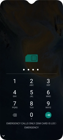 Se o cartão SIM estiver bloqueado, deve introduzir o seu código PIN e premir a seta para a direita.