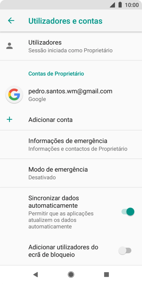 Prima Adicionar conta.