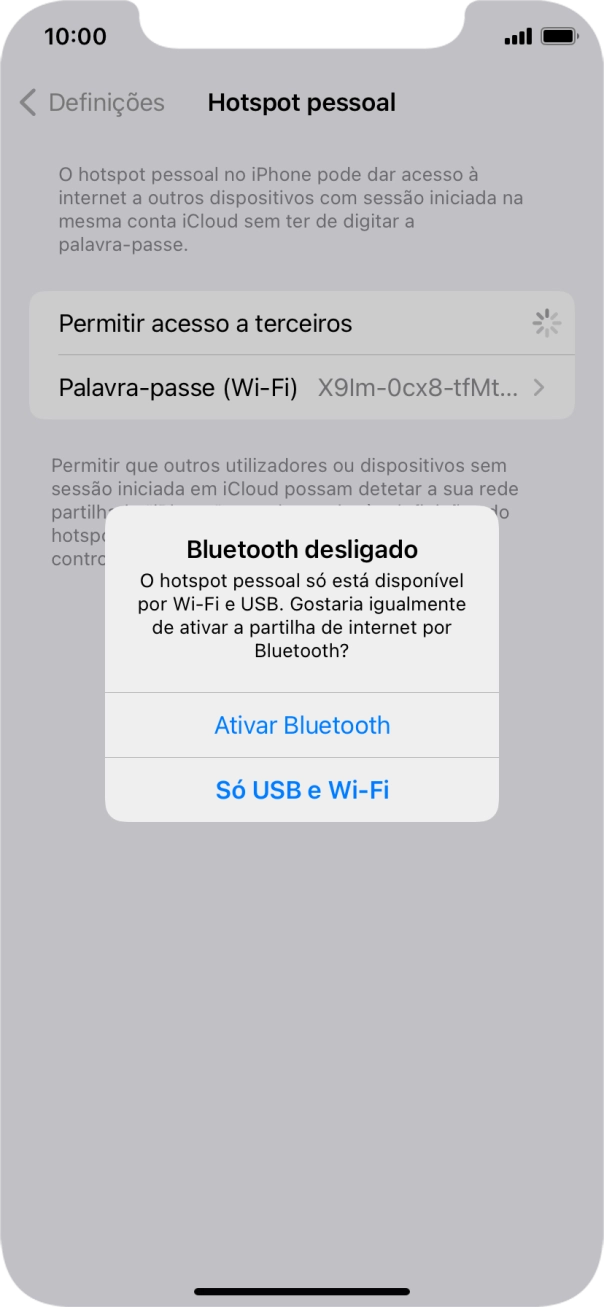Se o Wi-Fi estiver ativado, prima Só USB e Wi-Fi .