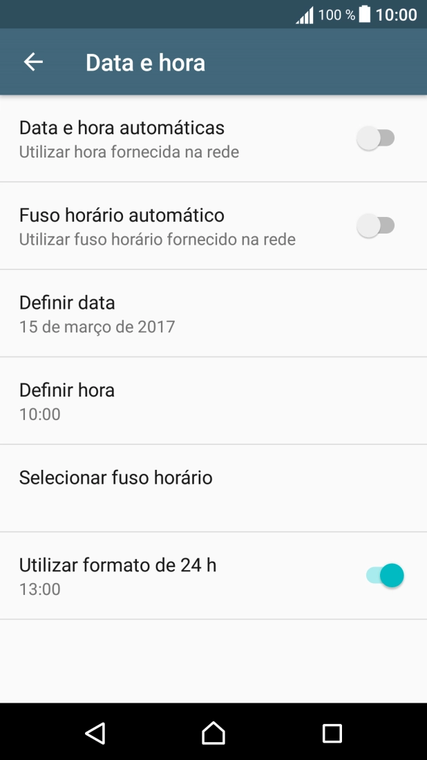 Prima Data e hora automáticas para ativar a função.