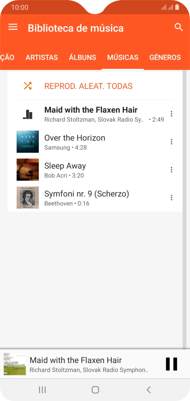 Prima o título da música na parte inferior do ecrã.