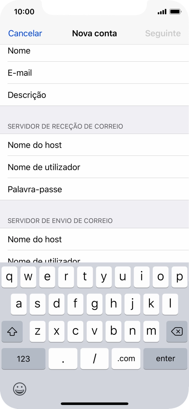 Prima Nome de utilizador e introduza o nome de utilizador da sua conta de e-mail na Vodafone.