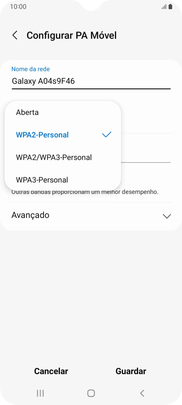 Prima WPA3-Personal para proteger o hotspot Wi-Fi com uma password.