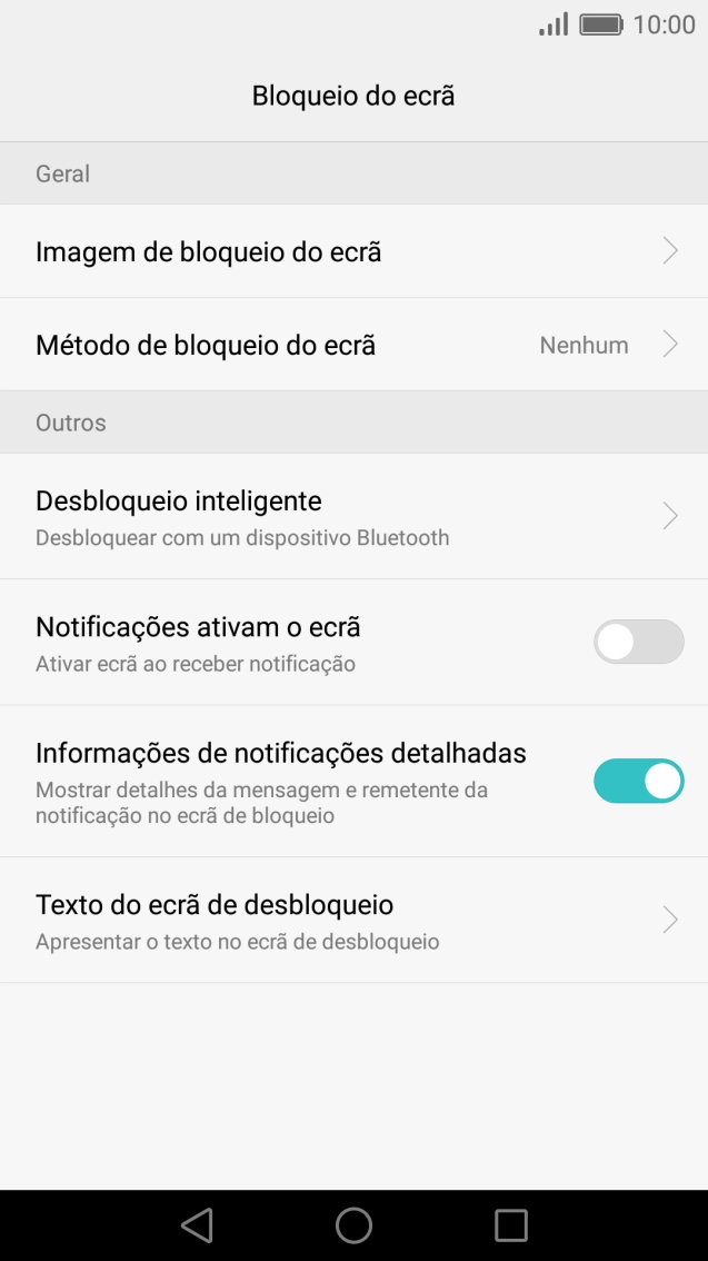 Prima Método de bloqueio do ecrã.