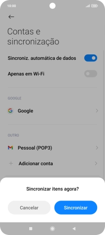 Se ativar a função, prima Sincronizar.