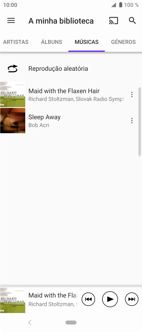 Prima o ficheiro de música pretendido.