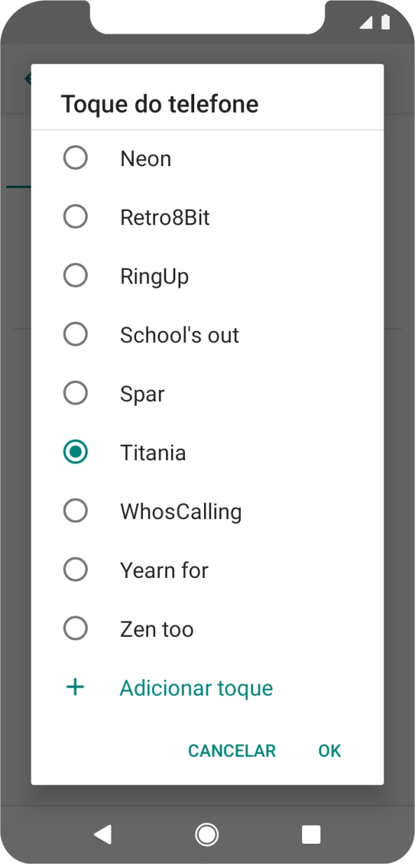 Prima Adicionar toque.