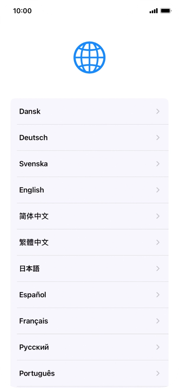 Prima o idioma pretendido.