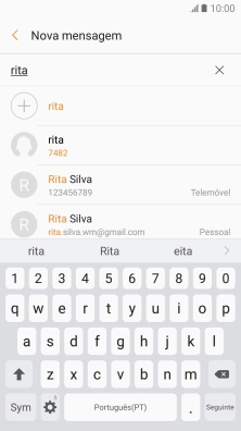 Prima o contacto pretendido.