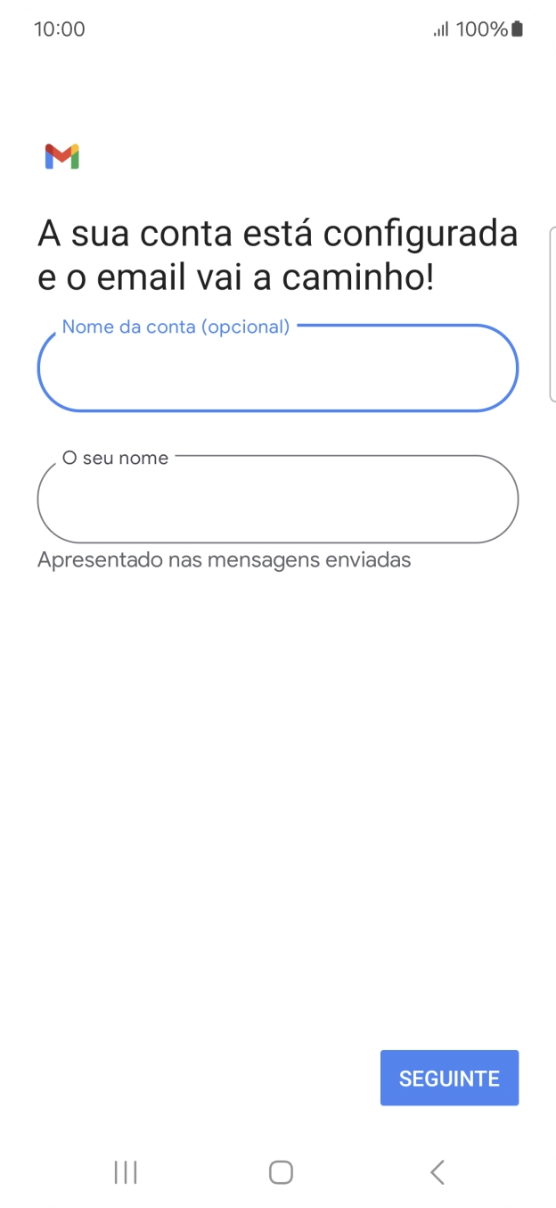 Prima O seu nome e introduza o nome do remetente pretendido.