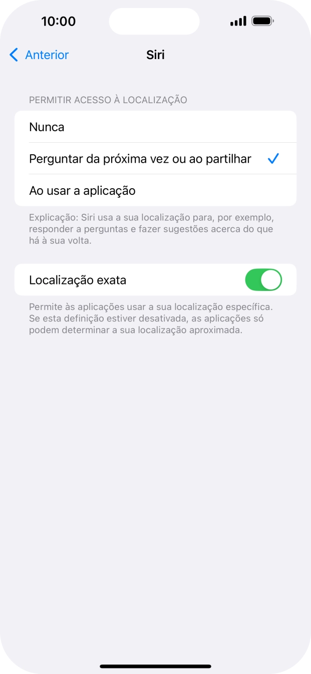 Prima a definição pretendida para ativar ou desativar a função.