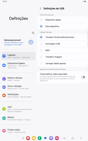 Prima Transferir ficheiros/Android Auto.