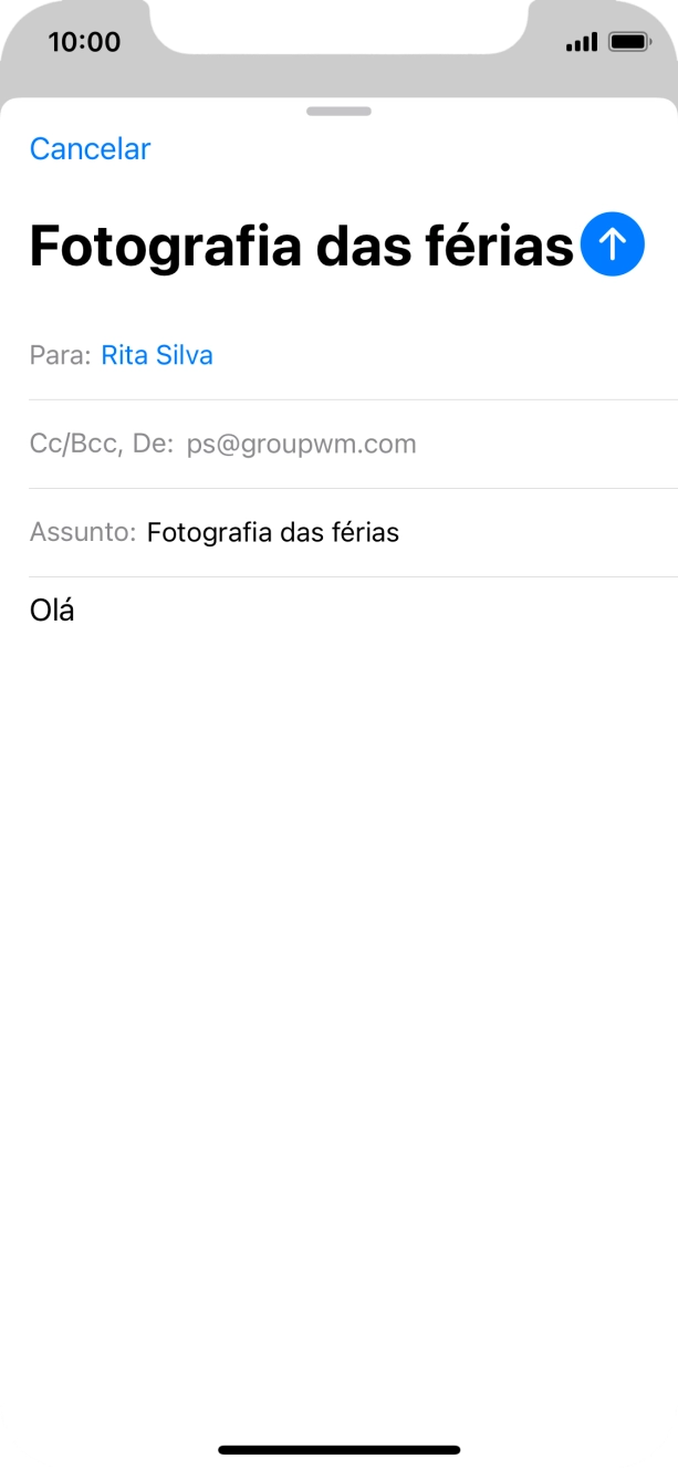 Mantenha premido o campo de escrita até aparecer um menu no ecrã.