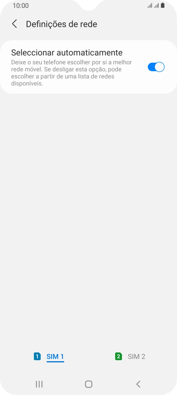 Prima o cartão SIM pretendido.