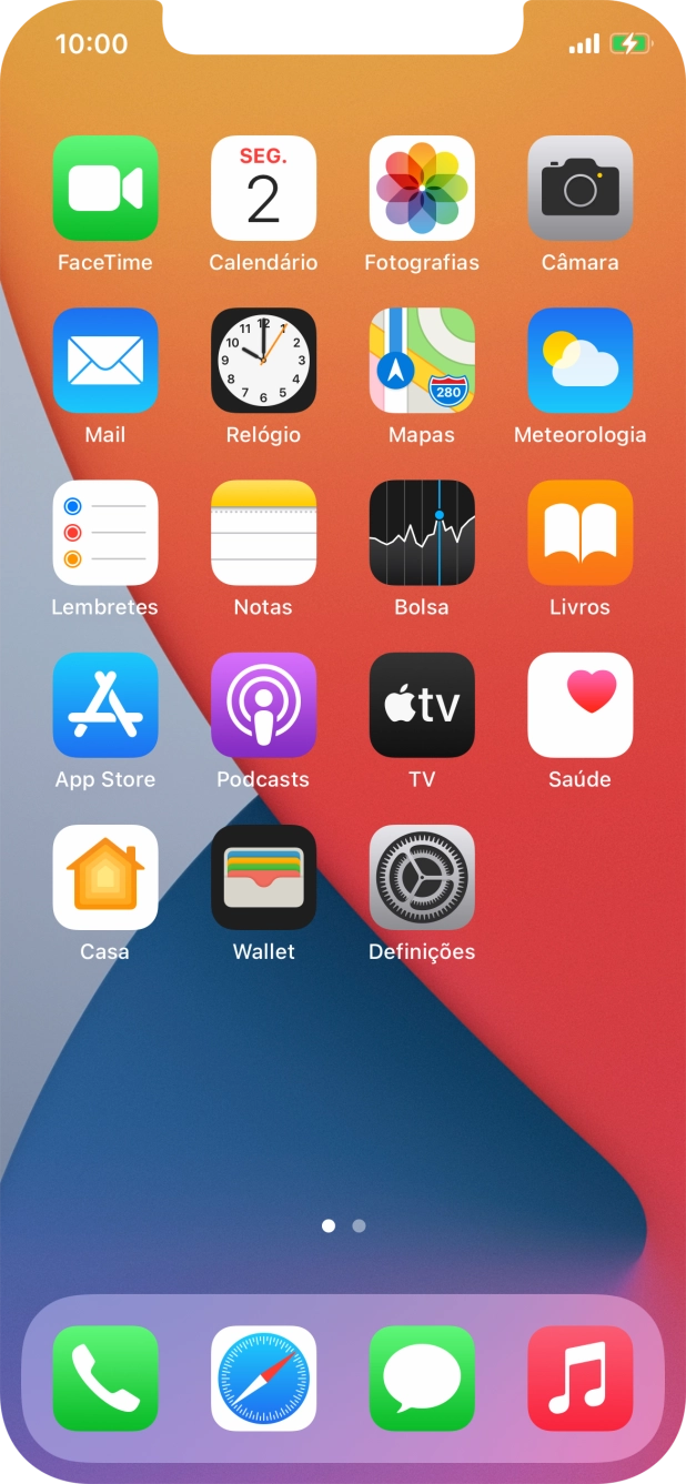 Quando o ícone de bateria em carregamento for mostrado no ecrã, a bateria está em carregamento.