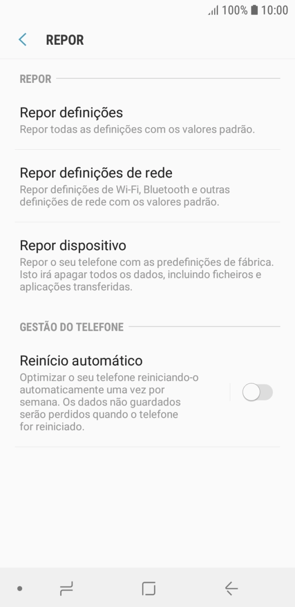 Prima Repor dispositivo.