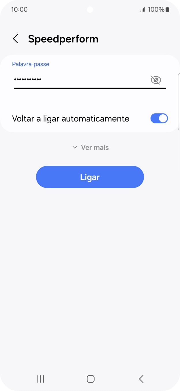 Introduza a password da rede Wi-Fi e prima Ligar.