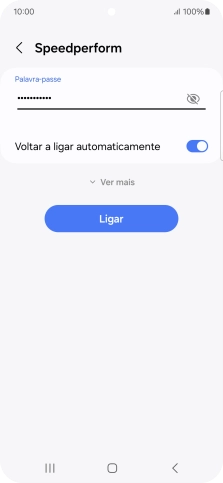 Introduza a password da rede Wi-Fi e prima Ligar.