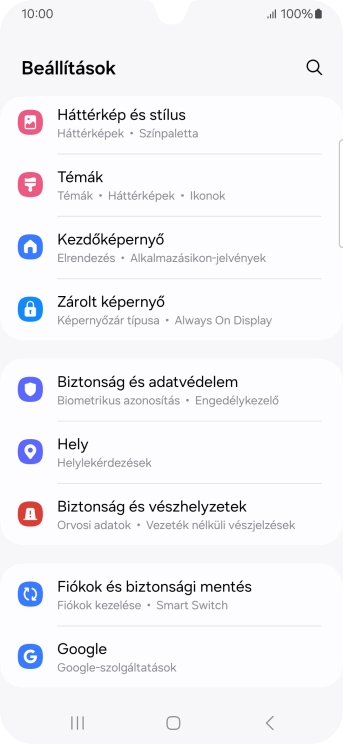 Válaszd a Biztonság és adatvédelem lehetőséget.
