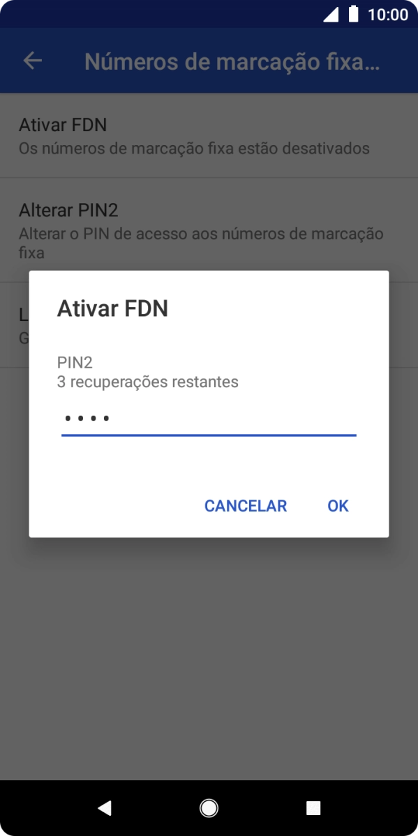 Introduza o código PIN2 e prima OK.
