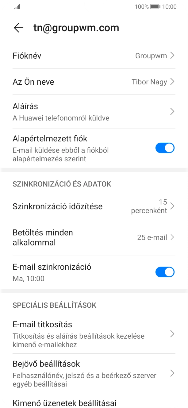 Válaszd a Fióknév lehetőséget, és írd be a kívánt e-mail-fiók nevét.
