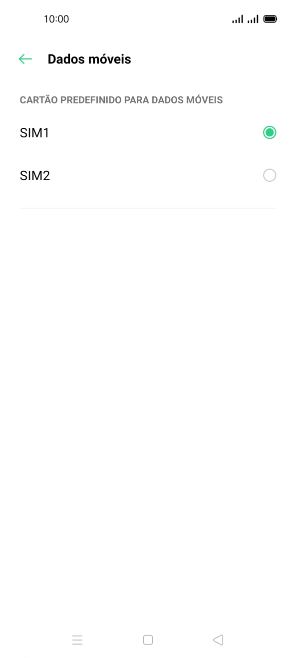 Prima o cartão SIM pretendido.