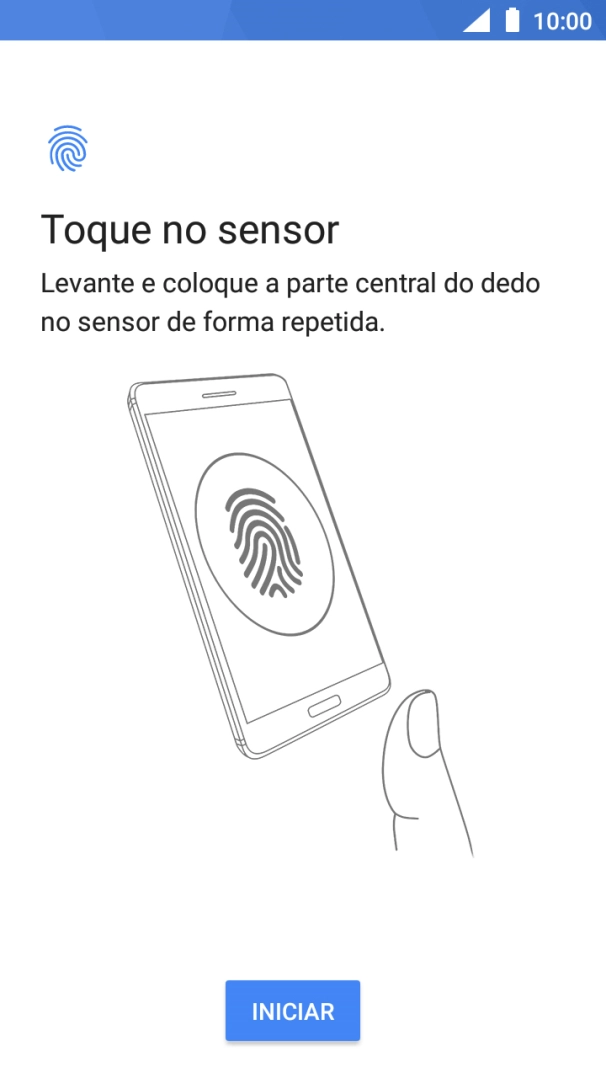 Prima INICIAR e siga as indicações no ecrã para adicionar a sua impressão digital.