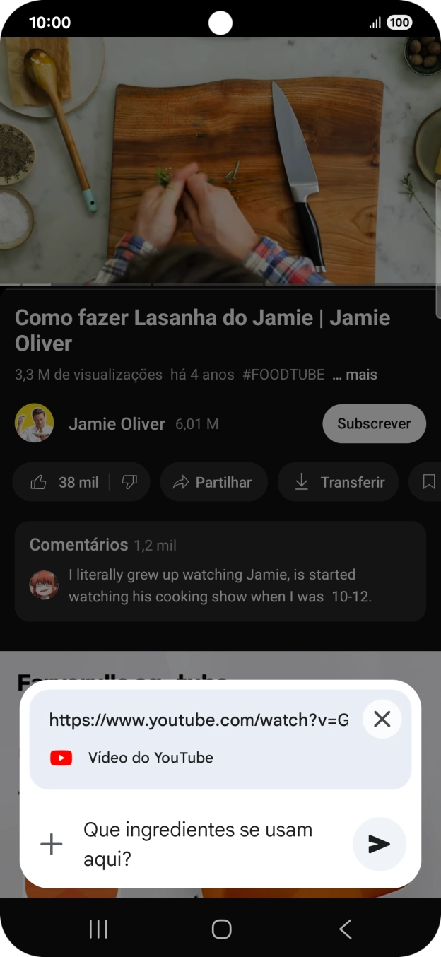 Siga as indicações no ecrã para escrever ou ditar a pergunta pretendida para o vídeo.