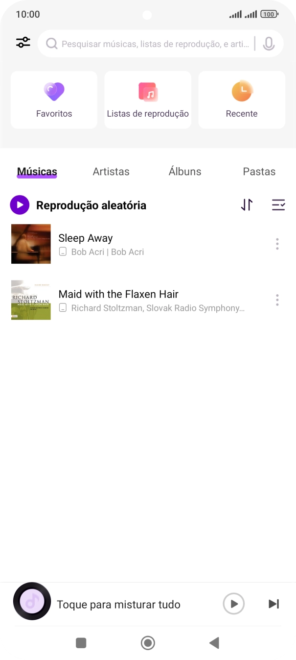 Prima o ficheiro de música pretendido.