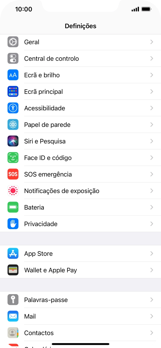 Prima Face ID e código.