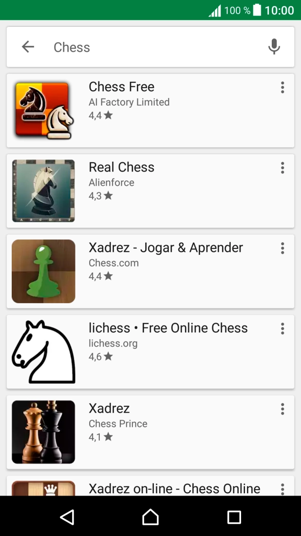Prima a app pretendida.