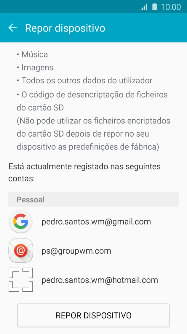 Prima REPOR DISPOSITIVO.