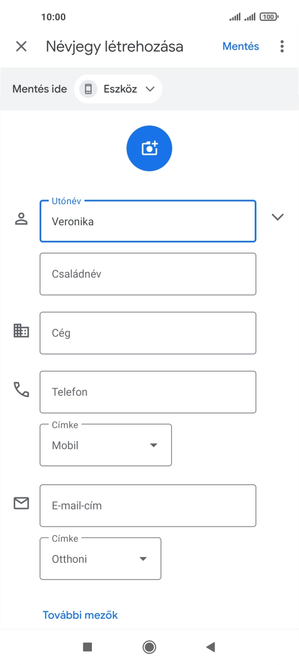 Kattints a Családnév mezőre, és írd be a kívánt vezetéknevet.