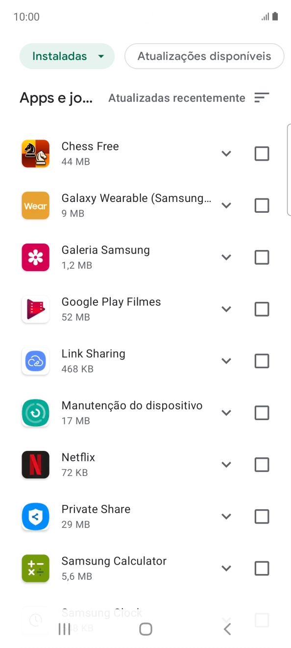 Prima o campo junto à app pretendida.