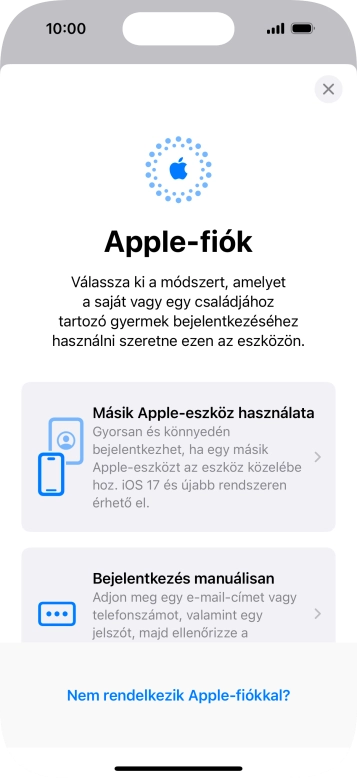 Válaszd a Bejelentkezés manuálisan lehetőséget.