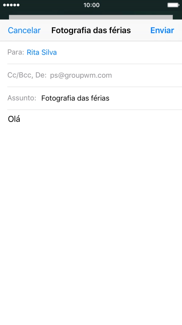 Mantenha premido o campo de escrita até aparecer um menu no ecrã.