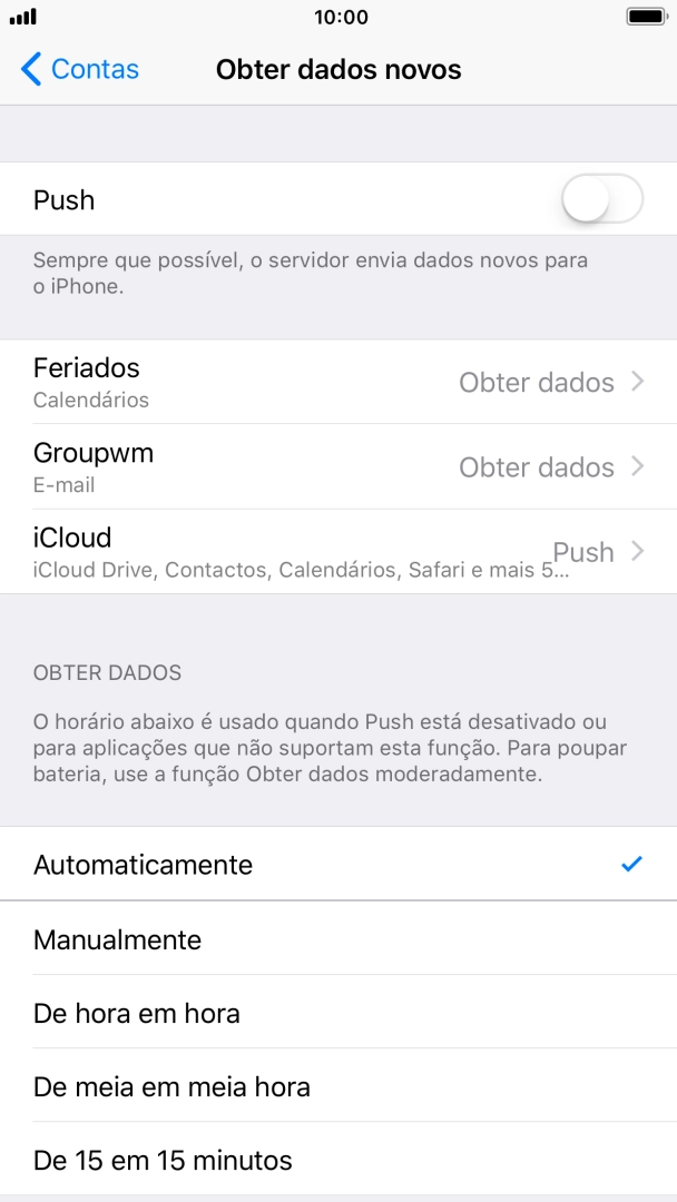 Se desativar a função, prima a definição pretendida.