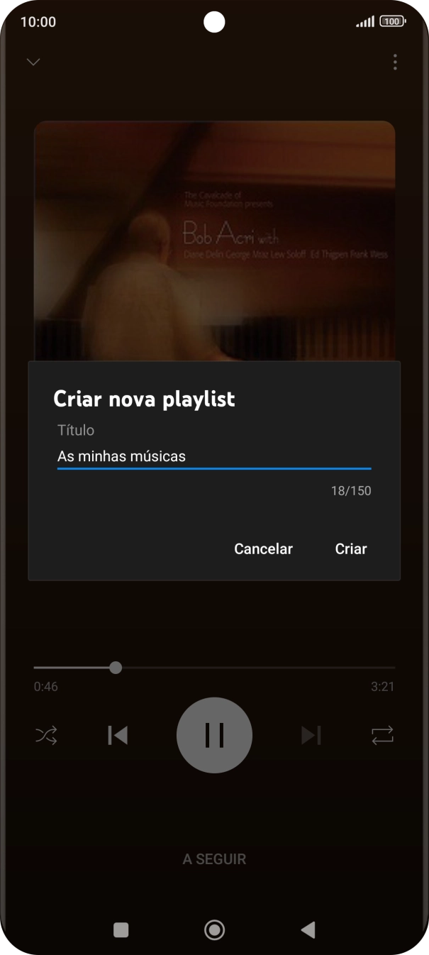 Introduza o nome pretendido para a lista de reprodução e prima Criar.