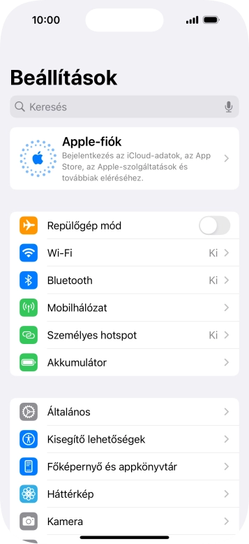 Válaszd az Apple-fiók lehetőséget.