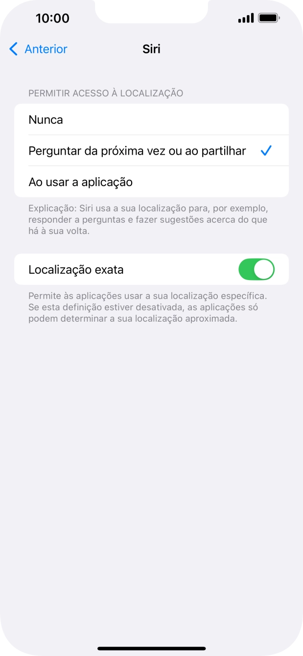 Prima a definição pretendida para ativar ou desativar a função.