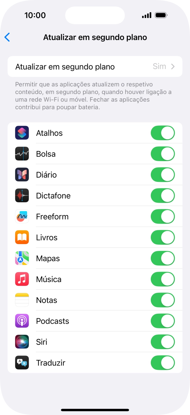 Prima Atualizar em segundo plano.