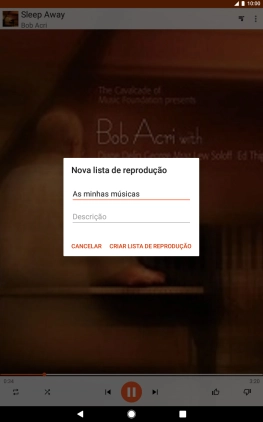 Introduza o nome pretendido para a lista de reprodução e prima CRIAR LISTA DE REPRODUÇÃO.