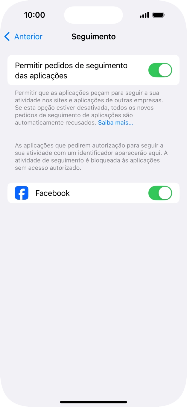 Se desativar a função, prima a definição pretendida.